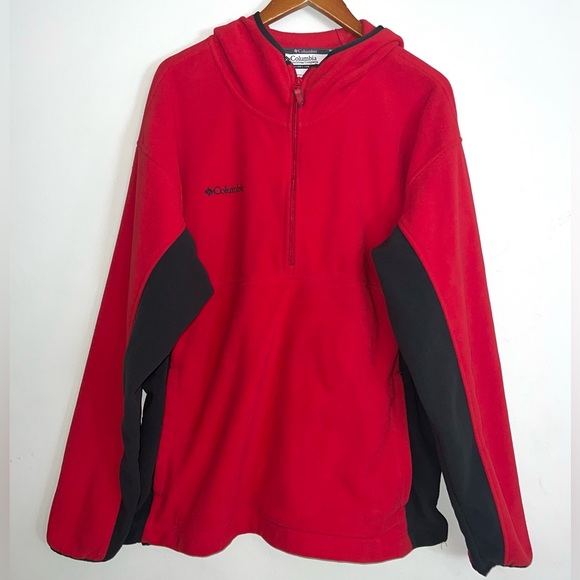 Columbia Mens Red 1/4 Zip Fleece Pullover Sweatshirt Sz XXL - Picture 1 of 7